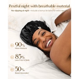 YANIBEST Silk Bonnet Satin Bonnet for Sleeping Women and Men, Adjustable Double Layer Hair Bonnet for Curly Braids Hair