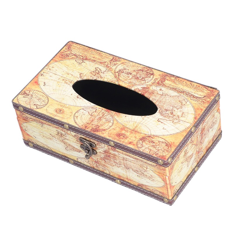 Tissue Box Organizer Composite Wood Leather Rounded Edges Premium Texture