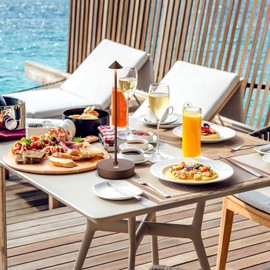 Tpczqj Set of 2 Rechargeable Cordless Table Lamp,6000mAh LED Battery Operated Desk Lamp Touch 3 Color Dimming Portable Outdoor Waterproof Table Light for Patio/Restaurant/Dining/Home (Rust)