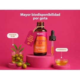 Vitamina D3 con Aceite de Oliva en Gotero 400IU por Gota Fácil Absorción Líquida 52 ml 1040 Gotas