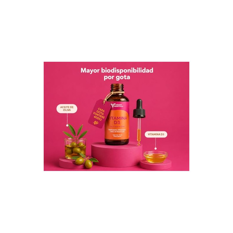 Vitamina D3 con Aceite de Oliva en Gotero 400IU por