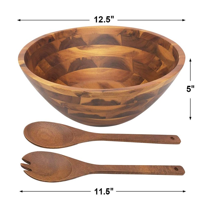 AIDEA Salad Bowls, Wooden Salad Bowls Set, Large Acacia Wood
