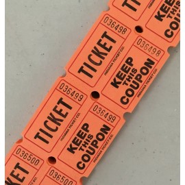 Indiana Ticket Company 200 Double Stub Raffle Tickets Split the Pot 50/50 2 Part Folded As Pictured - Orange