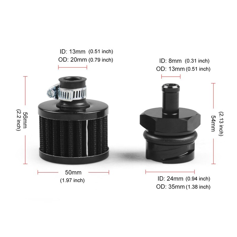 Dyno Racing Aluminum Billet Valve Cover Adapter Oil Cap Breather