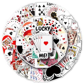 50 Packs Card Suites Poker Stickers Water Bottles Laptop Phone Computer Guitar Skateboard Hydroflasks Poker Vinyl Sticker Waterproof Aesthetic Trendy Decals for Kids Teens Girls Adults