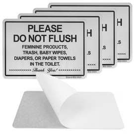 4 Pack Do Not Flush Sign for Bathroom, 9" x 6" Self-adhesive Do Not Flush Anything Except Toilet Paper Sign, Aluminum Metal Signs for Business and Home
