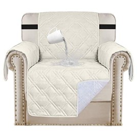 Waterproof Chair Covers Chair Sofa Protectors Covers for Living Room Non Slip Leather Sofa Cover for Dogs Soft and Smooth Quilted Furniture Protector Cover for Chair (Chair 21", Stone Blue)