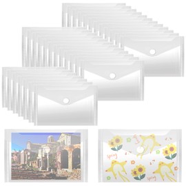 Vmiapxo 40 Pack Stamp and Die Storage Pockets, Reusable Small Plastic Envelopes Waterproof Sticker Organizer Receipt Holder Photo Storage Folders (4" x 6")