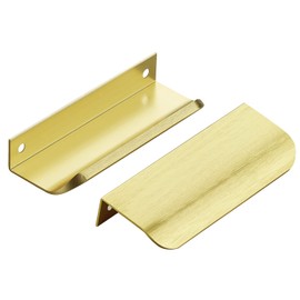 Ravinte Hardware 20 Pack Gold Cabinet Handles, 4 Inch (102mm) Finger Edge Pulls, 3 Inch Hole Center, Finger Pulls for Cabinets