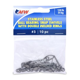 American Fishing Wire 3 rodamiento de Bolas de Acero Inoxidable a presión/giratorios (10 Piezas), Negro, 120-pound