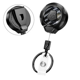 MNGARISTA Upgraded Heavy Duty Retractable Keychain with Belt Clip, 10 OZ Retraction, 31.5" Stainless Steel Cord, 3K Carbon Fiber ID Badge Reel with Badge Strap and Key Ring