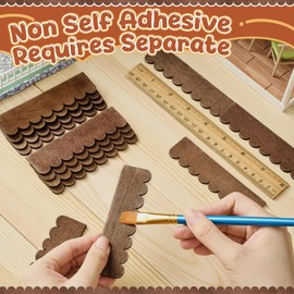 Wenqik 50 Strips Dollhouse Roof Shingles 4.25 x 1.14 Inches Each Mini Fish Scale Wooden Dollhouse Miniature Roofing for 1: 12 Scale Doll House Projects DIY Miniature Landscapes (Brown)