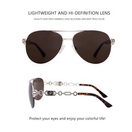 FONHCOO Sunglasses for Women Men Mirrored Sunglasses Oversized Metal Frame UV400 (BROWN)