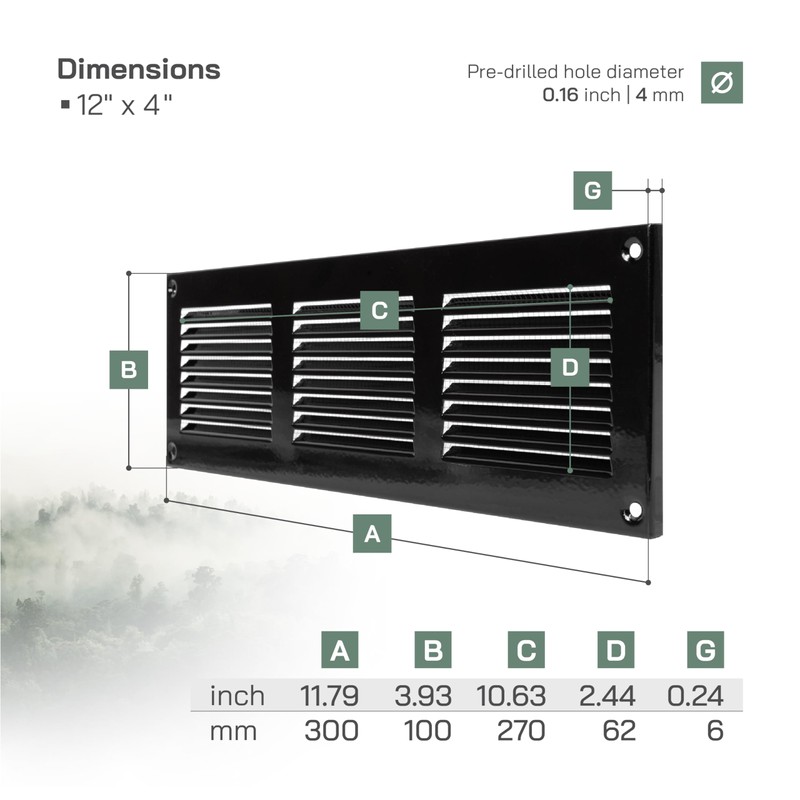 Vent Systems 12'' x 4'' Inch (Overall Dimensions) Pack of