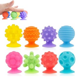 WADY 8pcs Sensory Fidget Toys for Kids Adults, Textured Suction Cup Toys, Durable, Textured Suction Toys for Autism Kids Calming, Calming Stress Toys Classroom Prizes for Children Boys Girls