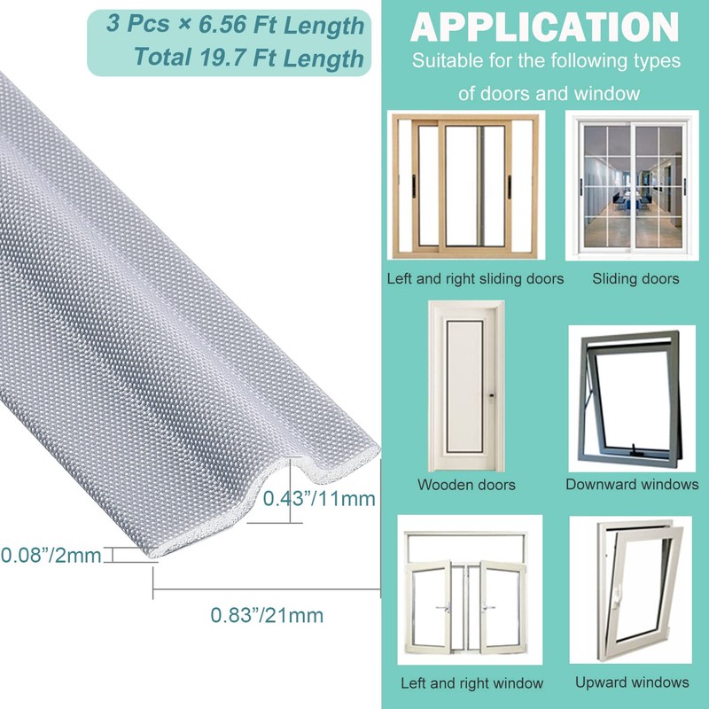 3 Pcs Draft Stopper Sweep, MOPMS Door Weatherproofing Stripping, Window
