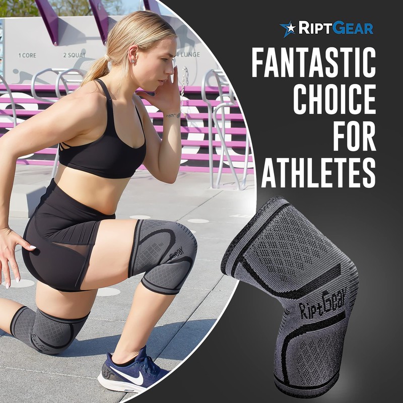 RiptGear Knee Compression Sleeve - Braces for Knee Pain -