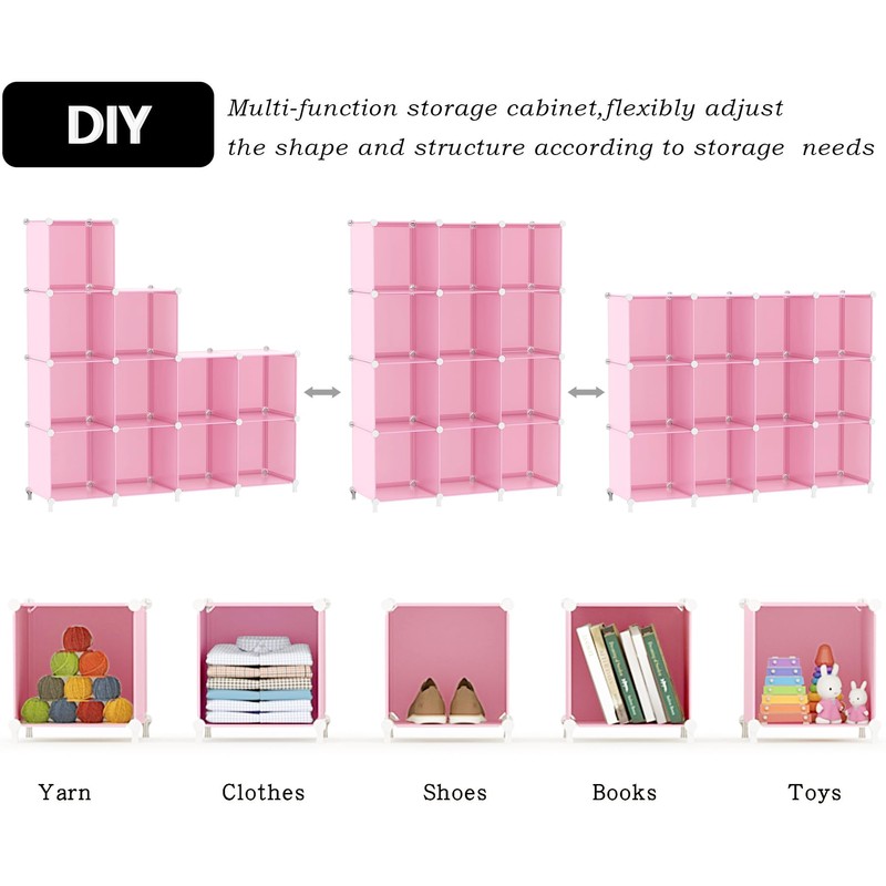 AWTATOS 12 Cube Storage Organizer, Closet Organizers Storage Shelves, Pink