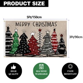SENSEVEN Winter Christmas Tree Flags for Outside 3x5 Ft, Merry Christmas Holiday Flags, Pine Tree Winter Lawn Flags Christmas Outdoor Banner for Farmhouse Decor, Xmas Party Supplies