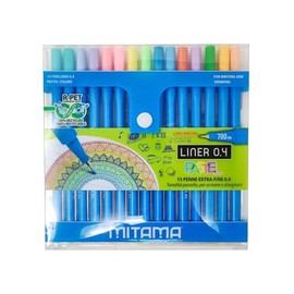 Mitama, Liner 0.4 Pastel Case of 15 - Liner 04 Extra Fine - in Pastel Colours - Ideal for Writing, Colouring, Drawing - School Pencils, Office Pens