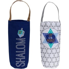 Design Imports DII Hanukkah Jewish Wine Bottle Drink Tote x 2 NWT Shalom Dreidle
