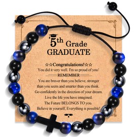 5th Grade Graduation Gifts for Boys 2025 Elementary School Graduation Card Decorations Bracelet Jewelry Presents for Boys Him Son Grandson Nephew Brother Friend