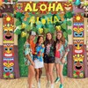 Hawaiian Party Decorations Hawaiian Aloha Party Banner Glittery Tropical Leaves