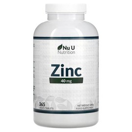 [해외직구]누유뉴트리션 징크 아연 40mg 365비건정 Nu U Nutrition Zinc 40 mg 365 Vegan Tablets Nu U Nutrition Zinc 40 mg 365 Vegan Tablets