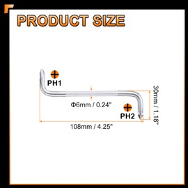 HARFINGTON 2pcs Offset Screwdriver PH2/PH1 Phillips Cross Head Right Angle 90 Degree Screw Driver Double Ended Z-Type Hand Tool for Home Appliance Repair