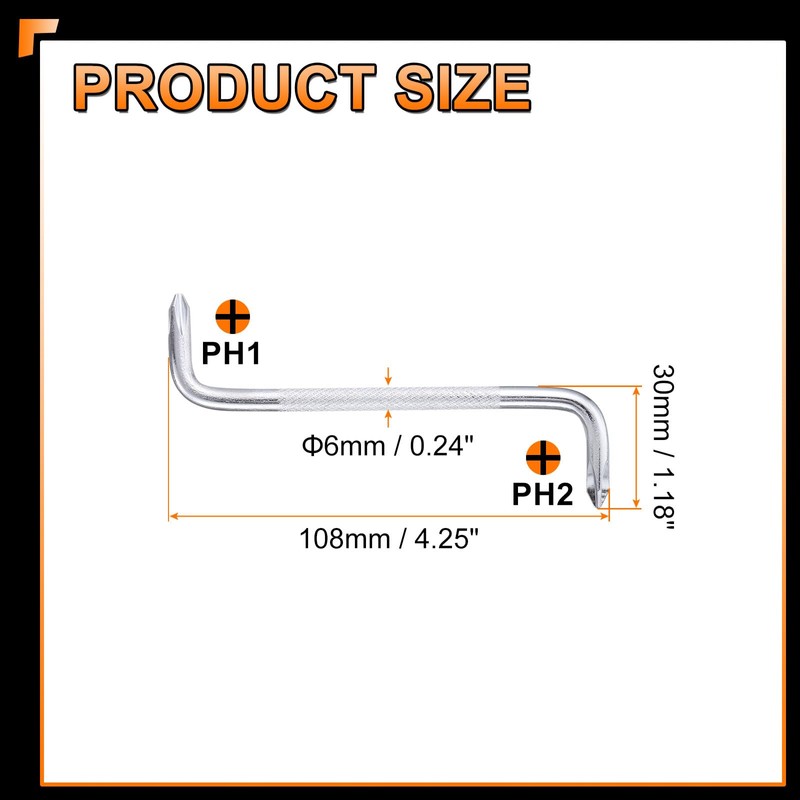 HARFINGTON 2pcs Offset Screwdriver PH2/PH1 Phillips Cross Head Right Angle