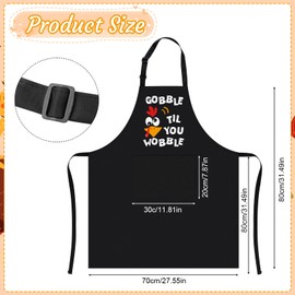 XLSXEXCL Thanksgiving Aprons for Women Men with Pockets, Funny Turkey Apron, Adjustable Cooking Apron for Dinner Grilling Baking Painting Garden - GOBBLE TIL YOU WOBBLE