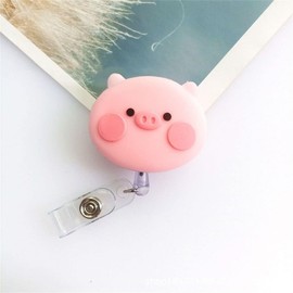 Pig Retractable Badge Reel School Supplies Students ID Card Clips Work Card Clip Keys Lanyard Panda Bunny Name Card Holder Badge Holders
