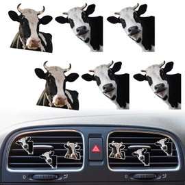 Cow Print Air Vent Clips, 6 Pcs Cute Black Cow Car Air Fresheners Vent Clips Funny Car Decoration Car Interior Decor Car Accessories for Women Men
