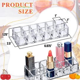 WWEsemeren 4 Pack 12 Slot Acrylic Lipstick Organizer, Lipstick Holder, Lip Gloss Holder, Cosmetic Storage Display, Perfect Storage Solution for Drawer and Vanity (Slot Size: 0.9" x 0.9")