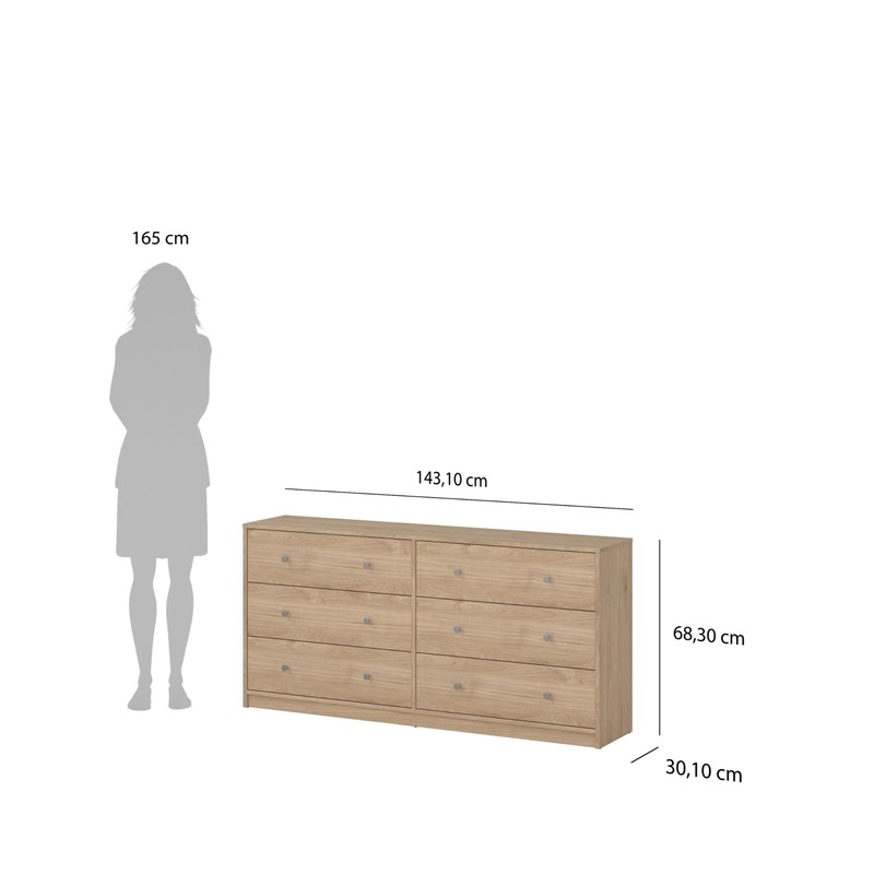 6 Drawer Double Dresser, Jackson Hickory