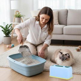 Paletta Raccogli Gatto Lettiera Con Supporto,Palettas Per Lettiera Gatto,Setacciatura Rapida, Paletta Per Gatti In Acciaio Inox,Manico In Legno, Grande E Robusta