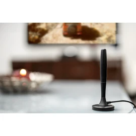 GE Portable HD TV Antenna, Indoor Digital Antenna for 1080p 4K 8K, VHF UHF Channels, 20 Mile Range, Magnetic Base, Compact Travel Design for RV, Camping, Tailgating, Black, 81843