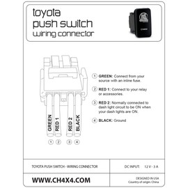 CH4X4 Push Switch for Toyota Tacoma, FJ Cruiser, Land Cruiser, Fortuner, Hilux, 4Runner, Prado 12V 3Amp - Subwoofer Symbol - Red LED