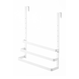 Yamazaki 5029 Sink Door Trash Bag Holder, White, Approx. W 10.2 x D 3.7 x H 6.7 inches (26 x 9.5 x 17 cm), Plate, Height Adjustable, Door Storage Hook Included