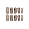 Amber Gold Foil Smudge Nails 24 Pcs French Full Cover
