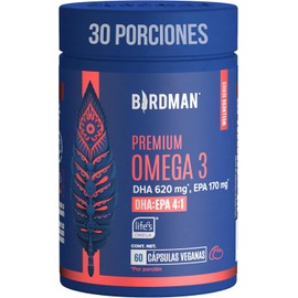 Suplemento🌿 Birdman Premium Omega 3 – Fórmula Vegana a Base de Algas con Ratio DHA :EPA 4:1 💊🌊 Suplemento 100% vegetal con Omega 3 de microalgas