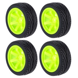 KEEDA 4pcs 1:10 RC Tyres and Plastic Wheels Rims for 1/10 HSP HPI Tamiya RC on Road Touring Racing Drift Car (Green)