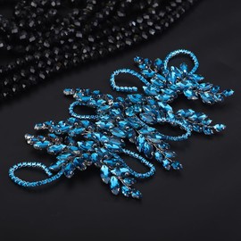 Teyglen Bridal Blue Crystal Hair Vine Full Rhinestone Wedding Headband Hair Accessories for Bride Large Crystal Headband Headpiece for Women Girls (Blue)