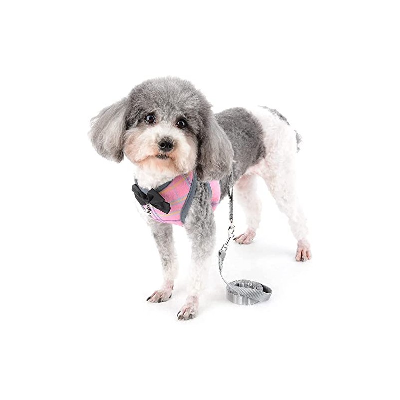 Arnés Ajustable para Gato y Perro, Anti-Escape con Correa (Rosa,M)