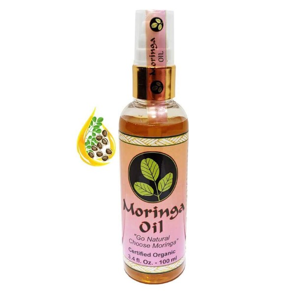 Moringa Seed Oil USDA Organic 100% Pure, Premium Quality Cold-Pressed Unrefined, Raw, Food Grade. Rejuvenate & Moisturize Face, Skin & Hair.