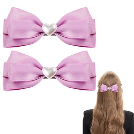 LMYMHMLM 2pcs purple hair bows for girls, cute bow hair clips for women, purple bow with alligator clip, christmas and valentines hair bows, hair accessories for girls