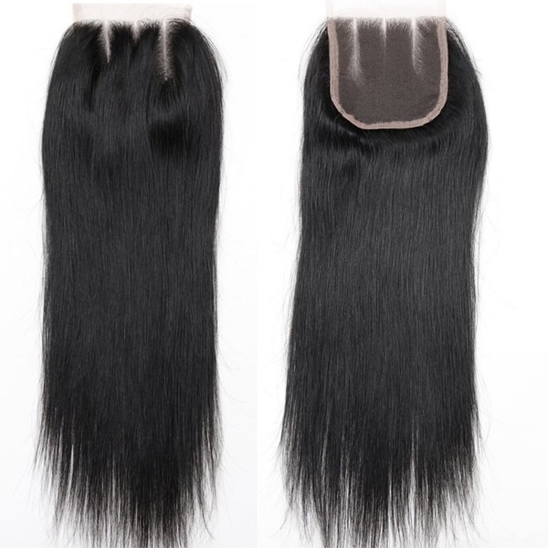 BLACKMOON HAIR 4"×4" Three Part Lace Closure Straight 130% Density Unprocessed Virgin Brazilian Virgin Human Hair Top Lace Closure (12 Inch)