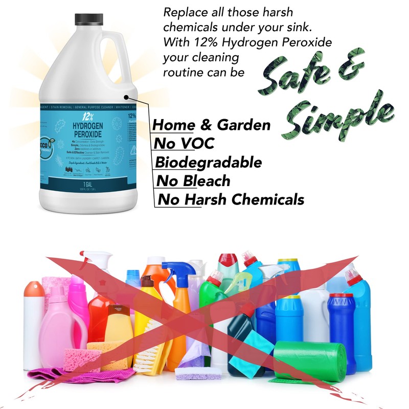 MAXTITE 12% Hydrogen Peroxide Solution - 1 Gallon Ecofriendly Natural