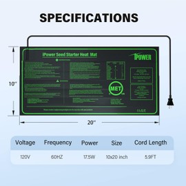 iPower Seedling Heat Mat Heating Pad 10"x20" with Digital Thermostat Combo Set, Waterproof for Indoor Seed Starting and Plant Germination