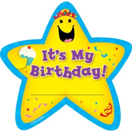 Creative Teaching Press Adhesive Badges - Birthday Star - 6 1/4 x 3 1/4 inch - Pack of 36